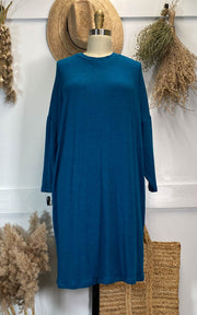 Dress form displaying sapphire oversized sweaterdress